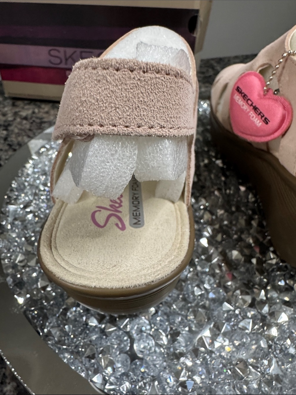 Skechers paralellsude Blush Pink Wedge Sandals with Brown Platform NEW 8 - Picture 10 of 14